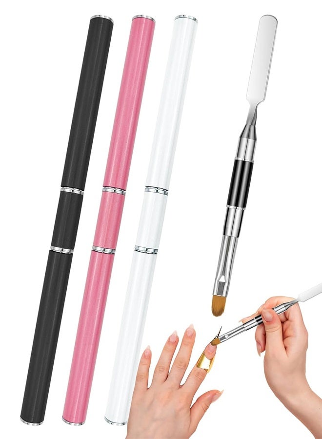 مجموعة من 3 فرش وأدوات تنظيف أظافر من الفولاذ المقاوم للصدأ، تتضمن فرشاة وملتقطة مزدوجة الأطراف من البولي جل، مثالية لخلط البولي جل، ووضع طلاء الأظافر، وفن تزيين الأظافر، مناسبة للاستخدام المنزلي وصالونات التجميل. - Image 1